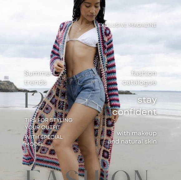 Granny Square Crochet Multi coloured Kimono  ( Sold ) - Picture 7 of 10